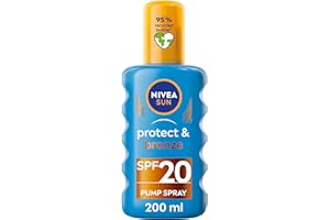 NIVEA SUN Protect & Bronze Sun Spray SPF20 (200ml), Bronzing Tanning Lotion Spray with SPF20, Advanced Suncream Protection, Natural Pro-Melanin Extract