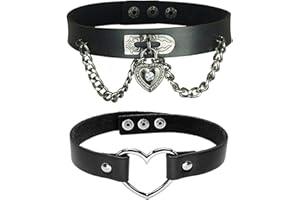 JinYu Gargantilla de cuero ajustable con forma de corazón de amor, 2 unidades, para mujeres y niñas