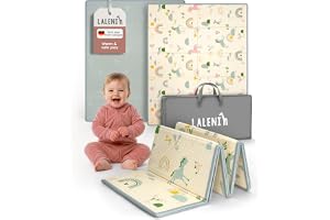 Laleni babymatta 150 x 180 x 1 cm, vattentät, hopfällbar lekmatta, isolerande och mjuk, för inomhus- och utomhusbruk – Regnbågsmotiv
