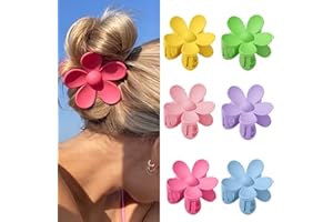 IMPODITIONGS Lot de 6 Grandes Pinces à Cheveux, pinces à cheveux antidérapantes en forme de fleur mate pour femme Pinces à Cheveux à Pince à Griffes Colorée pour Femmes,Filles,Cheveux épais et Fins…