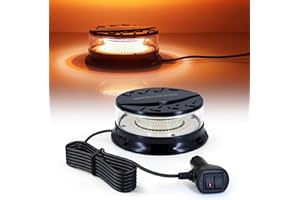 Dinfu Rotativo luz estroboscopica，12V-24V Faro giratorio LED de magnético 28 modi faro naranja+blanco con cable magnético y 3 metros para vehículos, tractor, SUV，UTV