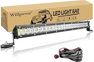 Willpower - Barra LED 20 Pulgadas 144 W (2 Unidades) Con Soporte Magnético y Haz de Cableado - 12 V/24 V Impermeable Para 4x4, Coches, Camiones, Tractores, Quad y Barcos