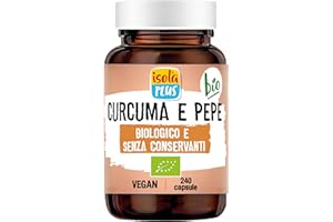 ISOLA PLUS Curcuma e Pepe, Integratore Alimentare Biologico, 240 Capsule da 440mg, Senza Conservanti, Vegano e Bio