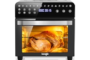 Iceagle Friggitrice ad Aria 15 Litri - 13 in 1 Forno Air Fryer XXL 2200 W Double Résistance, Friggitrice Senza Olio, Touch Screen, Timer e Temperatura Regolabili, Essiccatore e Funzione Fai da te