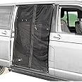 GINGER TECH Van Sliding Door Magnetic Fly Screen, Black Mesh Mosquito Net Sun Protector with Zipper, Car Camping Net Tailgate Shade, for Caravan Motorhome Camper Side Door (S 145 * 150cm)