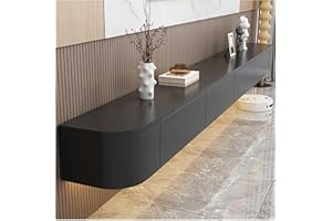 Aipunlus Wall Mounted TV Unit, Floating TV Stand Cabinet, Black Floating TV Cabinet with Doors in Media Wall Unit, Entertainment Storage TV Console for Living Room and Office (Black, 160cm/63.0in)
