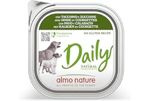 Almo Nature Daily, Alimento Umido per Cani Adulti - Tacchino e Zucchine - 300g, Confezione da 9