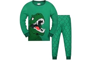 Codkkre Pigiama per Bambini Dinosauro Manica Lunga Cotone Inverno Natale Pigiama 3-9 Anni