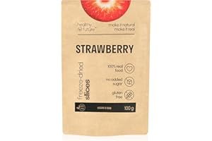 Healthy Future Freeze Dried Strawberries | Lyophilised Fruit Slices, Not Irradiated | 100% Natural, Vegan, Kosher | Free from Gluten, Sulphur, Preservatives, NO Added Sugar, GMO | 1 Pack of 100 g