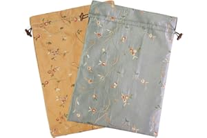 kilofly Embroidered Silk Jacquard Travel Bag, Lingerie & Shoes, Value Set of 2