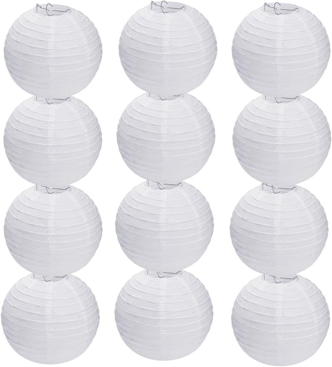 Tmade 12 Pack 10" White Paper Lanterns for Birthday Wedding Party Garden Home Decoration