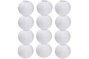 Tmade Lot de 12 lanternes en Papier Blanc de 15 cm pour décoration extérieure : Anniversaire, fête prénatale, Mariage, fête, Jardin, décoration de la Maison, Festival