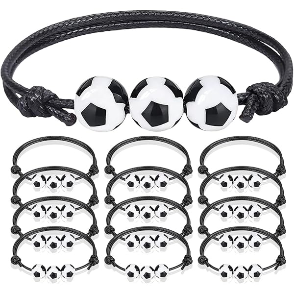 PXBSNB Voetbalarmband, 15 stuks, voetbalcadeaus voor jongens, verstelbare armband, kinderen, jongens, metaal, voetbalarmbanden, geweven voetbalcadeautje voor tieners, volwassenen, teamspelers