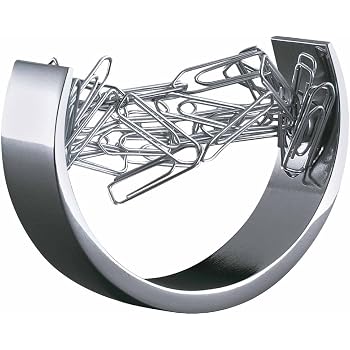 Durable Vegas Pot à Trombones Magnétique Avec 100 Trombones – Noir/Gris Élégant Et Pratique