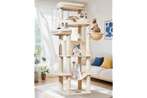 Taoqimiao 180 cm Katträd Stor XXL, Klösträd för Stora Katter Stabil Klösträd Maine Coon med Katthus, Hängmatta, Stor Platta 9