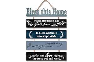 HPNIUB Bible Verse Wood Sign,Bless This House Christian Wall Art,Bible Verse Wooden Plaques,Bless This Home Decor,Inspirational Plaque Sign for Home 28x6CM