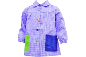 Various Vestaglia scolastica per bambini con nome personalizzato Babi scuola per asilo e scuola quadrata con botoens multicolore