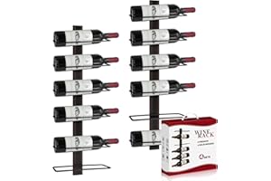 AGJIDSO Casier à Vin, Bois Massif Wall Porte Bouteille Mural Métallique Étagère à Vin pour 12 Bouteilles de vin Contraties à vin en Bois pour Mur pour Cuisine