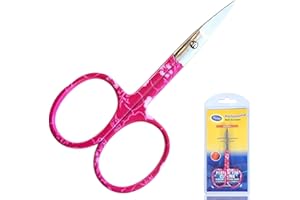 ASM INSTRUMENTS ASM Professional Nail Scissors Curved Manicure Cuticle Scissors - Heavy Duty Cuticle Trimmer for Eyebrow, Beard, Nose Hair Trimming - Beauty Scissor Gifts for Women & Men (Pink)