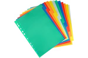 RAIRSKY Divisori per Raccoglitori Ad Anelli A4, Lot de 12 Divisori per Quaderni ad Anelli, 11 Fori Raccoglitore Ad Anelli, Cartoncini Separatori per Raccoglitori ad Anelli, per Scuola o Ufficio