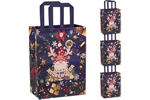 BIULDPY 4 Bolsas de Regalo Grandes para Navidad, Bolsas de Tela con Asa, Reutilizables para Envolver Regalos y Entregar