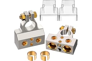 SUNMORN Conectores de batería de coche resistentes, 0/2/4/6/8/10 AWG, terminales de batería múltiples de poste superior (plateado)