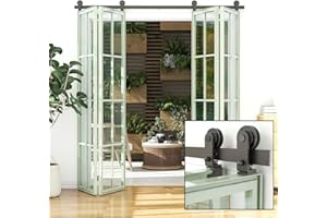 BONIKLUBA 60" Bi-Folding Sliding Barn Door Hardware Top Mount Roller Kit,Smoothly&Quietly-Simple and Easy to Install Fit 4X14 Doors Panels-Basic T[Door Not Included]