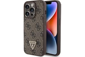 CG MOBILE Guess - Funda de Piel sintética con Diamantes Triangulares 4G y Logotipo Triangular para iPhone 15 Pro