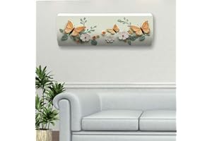 NABAAT AC Cover for Split 1.5 Ton Indoor Printed Air Conditioning Wall Mounted Dust Cover Folding Designer (38”x 12”x 9”), Yellow Butterfly