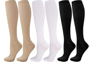 Utensilsto 3 Paare Kompressionsstrümpfe, Stützkniestrümpfe Compression Socks Lange kompressionssocken mit 15-25Mmhg Reisestrümpfe Stützstrümpfe für Damen Herren Laufen, Sport, Flug, Reisen