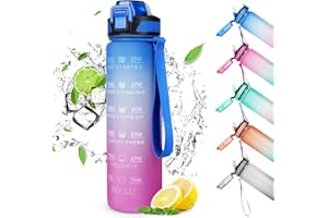 CodiCile Sports Water Bottle 1L, Leak Proof Water Bottle with Straw for Men & Women Reusable Durable BPA Free Tritan Drinking Cup with Brush
