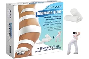 AGOCAP Bandages drainants jambes à froid | 2 bandages anti-cellulite effet crio, imbibés de 225 ml de complexe de Manilkara et de menthol | bandages raffermissants jambes et fesses