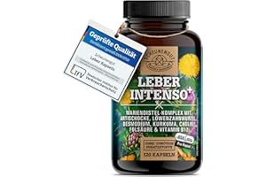 ‎SCHEUNENGUT LEBER INTENSO®+ Leber Kapseln Hochdosiert -WICHTIG: Laborgeprüft mit Cholin, Mariendistel, Artischocke, Löwenzahn,Desmodium PLUS 80% Silymarin und 5% Cynarin 120Stk DE SCHEUNENGUT®