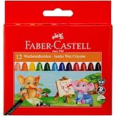 Faber-Castell S&uuml;per Yıkanabilir Mum Boya, 12 Renk, Leke Bırakmaz, Jumbo Boy, Parlak ve Yoğun Renkler