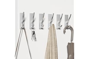pickpiff Ganci Adesivi Extra Forti, Reggono Fino a 6 kg, Metallo, Ganci per Porta, Appendi Asciugamani, Non Arrugginisce, Ganci Autoadesivi, Ganci Doccia Senza Forare, Argento, 6 Pezzi