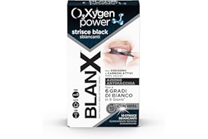 BlanX, Strisce Black Sbiancanti O3Xygen Power, Trattamento Sbiancante, Con Ossigeno e Carboni Attivi 100% Naturali, Azione Antimacchia, Denti Fino a 6 Volte Più Bianchi, 10 Strisce