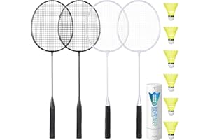 AboveGenius Badminton Rackets Set for Outdoor Backyard Games, Including 4/6 Rackets, 6 Nylon Badminton Shuttlecocks, Lightwei