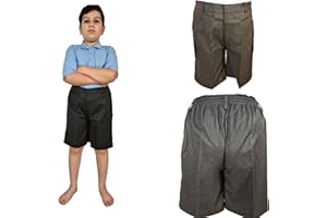 L S U LSU Boy Sturdy Fit School Shorts, Plus Size, Generous Waist Grey Black Summer School Shorts…