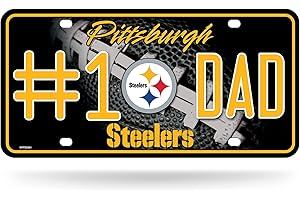 Rico Industries NFL Pittsburgh Steelers #1 DAD Metal Tag (#1 Fan) #1 Fan Metal Auto Tag 8.5" x 11" - Great for Truck/Car/SUV