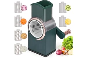 VUSDDY Râpe à Fromage Avec Manivelle - Râpe à Tambour Avec 3 Lames De Tambour Amovibles - Coupe-légumes Manuel - Râpe De Cuisine Professionnelle Pour Couper Rapidement Les Légumes, Les Fruits, Les Noix