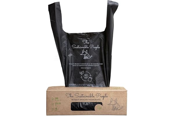 The Sustainable People 160 Sacs pour déchets canins compostables à domicile - Certifié OK compost HOME - Grands et Extra Épais (18 micromètre), Sûrs et Résistants à l’humidité