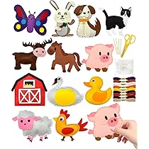 Rayong Naaiset voor kinderen, dierenvormen, vilt, naaien voor kinderen vanaf 6 jaar, dierennaaiset, vilten bosdieren, knutselset, naaiset voor kinderen, doe-het-zelf kunst, handwerk voor knuffeldieren