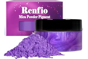 Renfio Pigmento in polvere di mica da 100 g, pigmenti naturali in polvere fine perlata brillante in resina epossidica, per dipingere sapone, melma e bombe da bagno, viola
