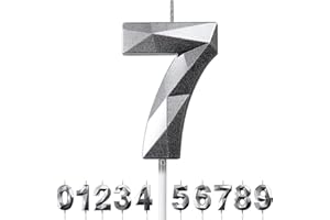 Deratta Silver 7 Number Cake Candle for Birthday & Wedding Parties