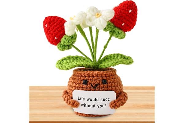 Mwqpgyh Fleurs de soutien émotionnel de 13 cm avec carte d'encouragement – Crochet positif au crochet amusant, soutien émotionnel, en peluche, fleurs en peluche amusantes et positives