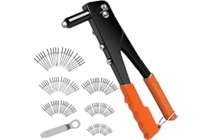 CHANEEHANN Rivet Gun Set with 120 Metal Blind Rivets & 4 Nozzles - Robust Rivet Nut Tool for Fastening Metal, Plastic and Leather