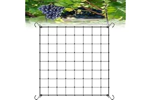 Coffee Life Plus Red de Tienda de Cultivo,40/60/90/120CM Red de Enrejado elástico,Red de Soporte de Plantas para Verduras,Enrejado de Red Flexible,Malla elástica para Plantas con Ganchos (90x90cm)