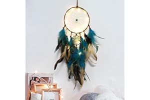 Hongyans Atrapasueños LED con Plumas Hecho a Mano Dream Catcher Adornos Colgar Decoración Pared para Hogar Dormitorio Boda Habitación Infantil Niñas Regalo de Cumpleaños