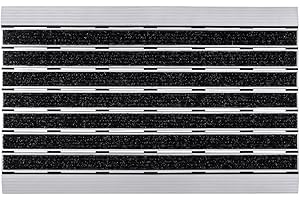 ‎HOME2FASHION Home2Fashion PUR | ProfilClean Fußmatte für Innen & Außen | ca. 70 x 43 cm | Türmatte mit Reliefstruktur | 100 % recyceltes TPE-VC | ALU Metalic-Optik | Made in EU | 285509A