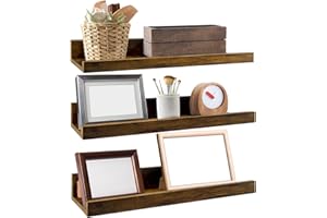 EXYGLO Estante de Pared de Madera rústica, estantes Marrones para Sala de Estar, Dormitorio, Cocina, baño, Ahorra Espacio en el hogar, Juego de 3